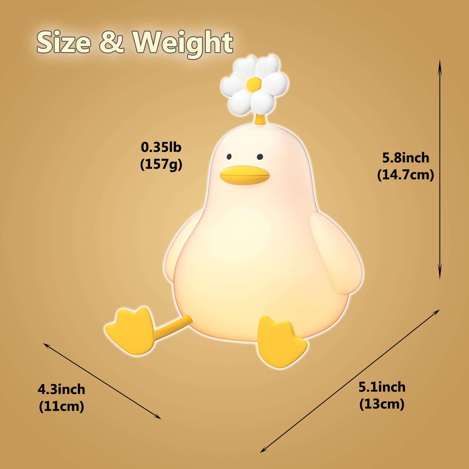 Flower Duck LED Squishy Night Light For Gift USB Rechargeable Duck Lamp