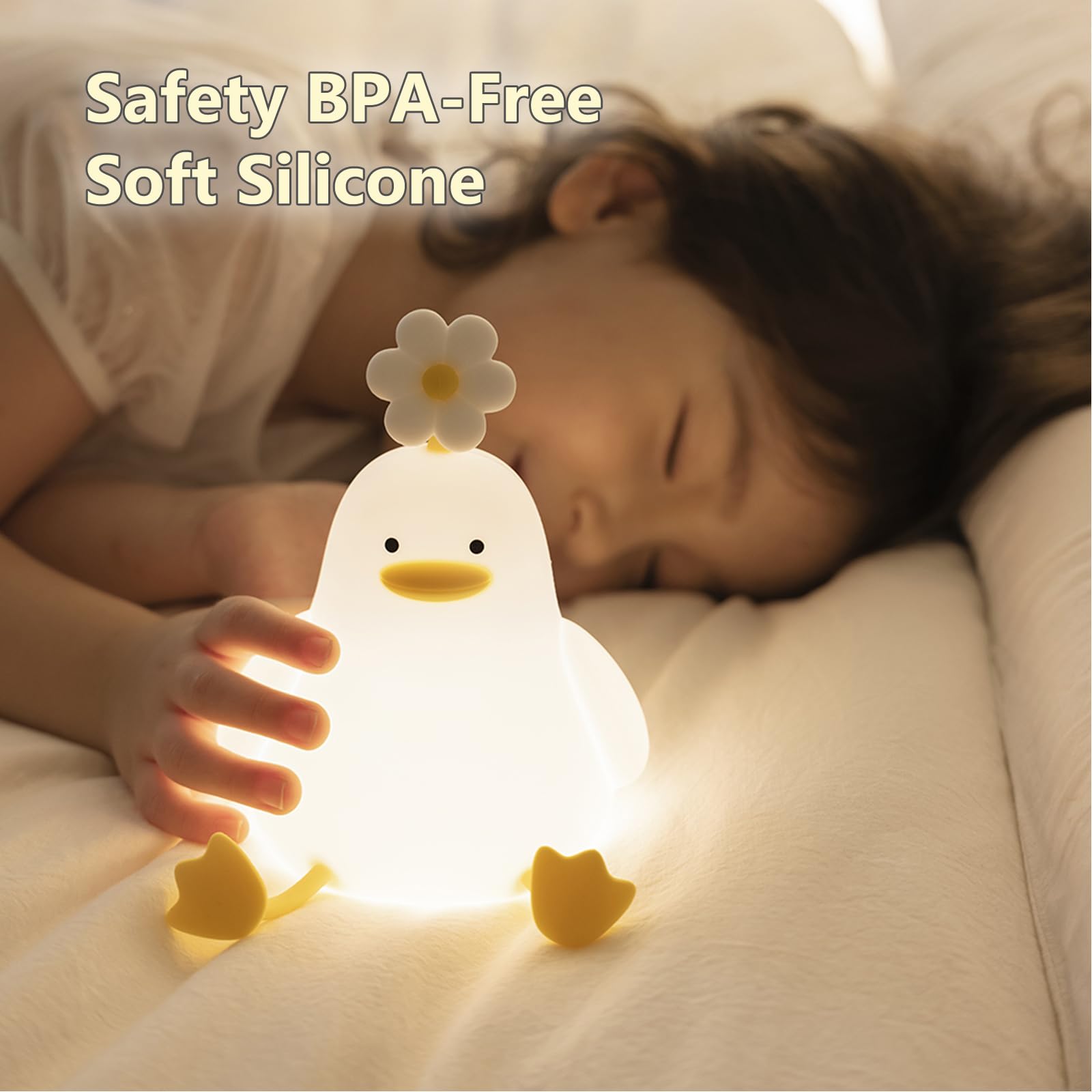 Flower Duck LED Squishy Night Light For Gift USB Rechargeable Duck Lamp