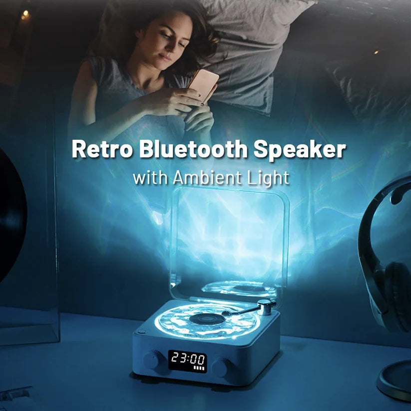 Premium Blue Waves Retro Bluetooth-Plattenspieler