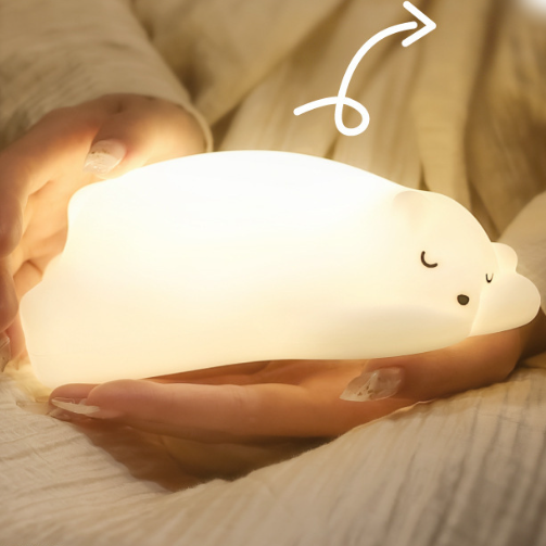 Veilleuse LED en silicone en forme d'ours polaire - Cadeau idéal pour les enfants et les filles