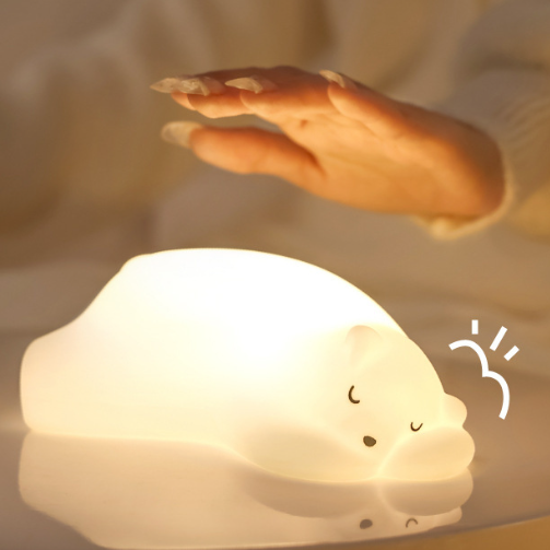 Squishy Silicone Polar Bear LED Night Light - Perfect Gift for Kids and Girls