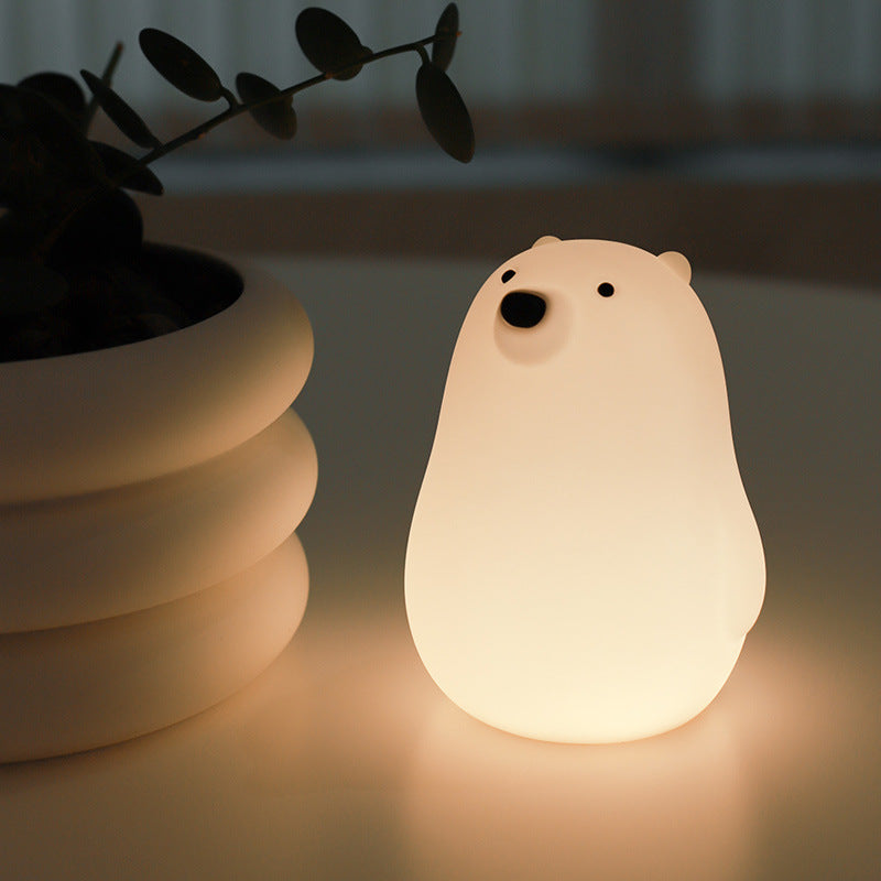 Squishy Silikon-LED-Nachtlicht „Kleiner weißer Bär“ – perfektes Geschenk für Kinder und Mädchen