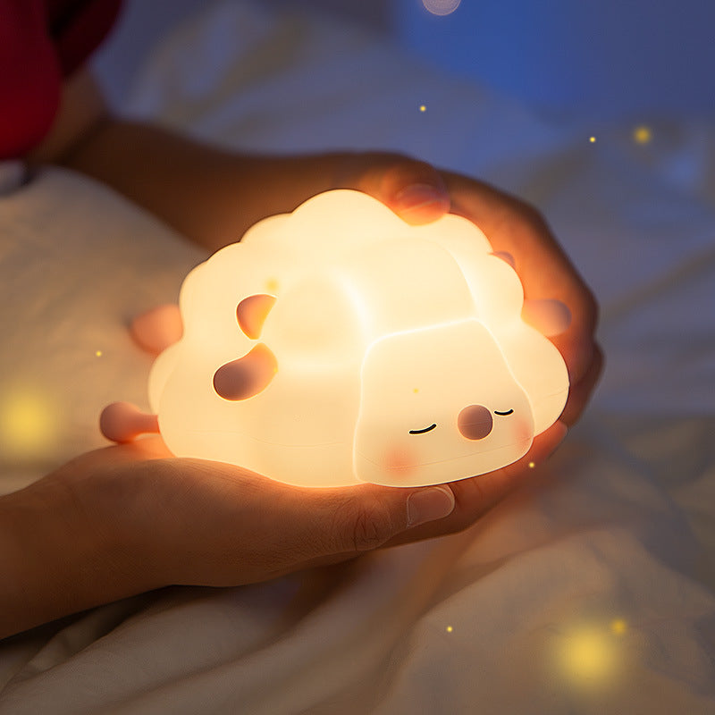 LED-Squishy-Tap-Tap-Nachtlichtlampe mit Schafmotiv